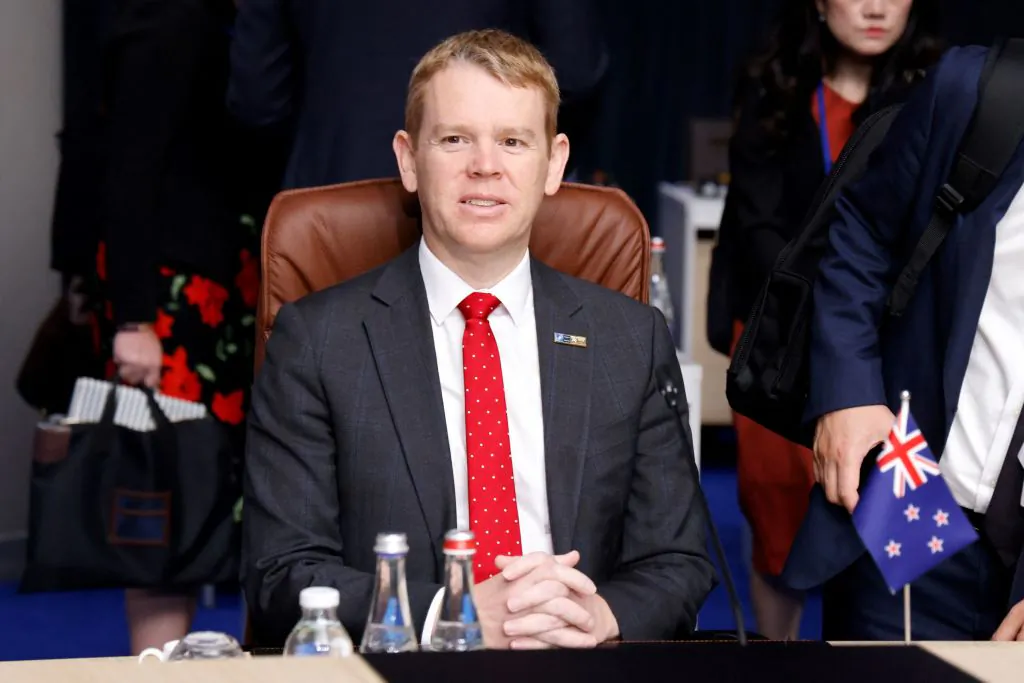 New Zealand's Prime Minister Chris Hipkins waits before the start of a meeting with NATO's Indo-Pacific partners during the NATO summit, in Vilnius on July 12, 2023. (Ludovic Marin/POOL/AFP via Getty Images)
