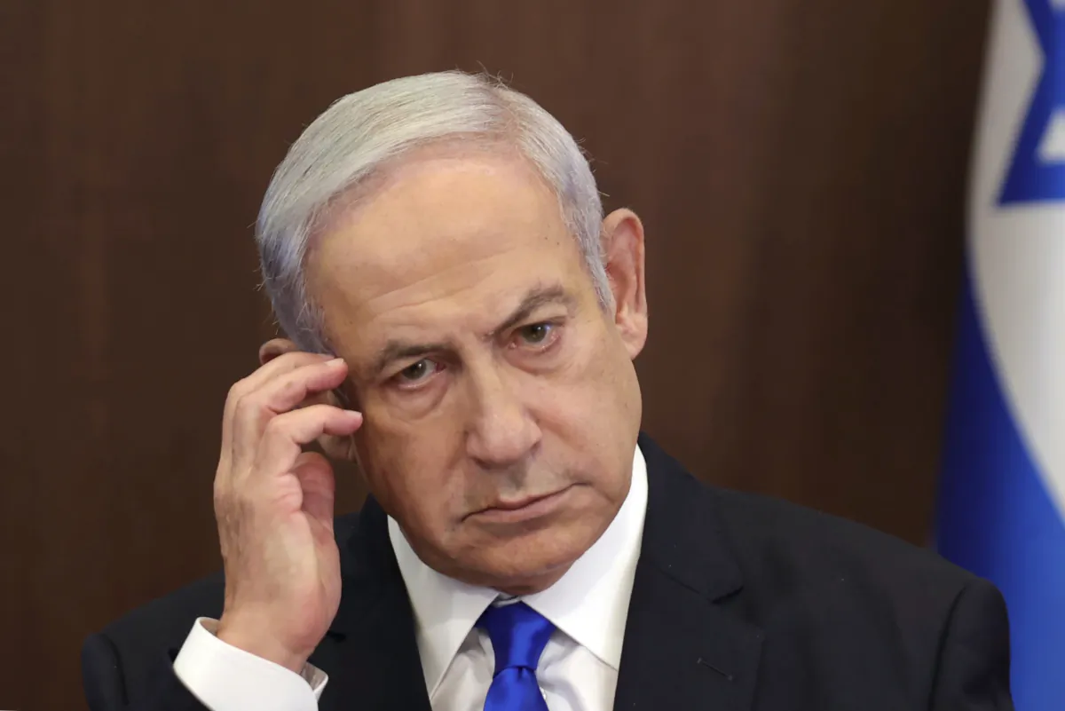 Israeli Prime Minister Benjamin Netanyahu attends the weekly cabinet meeting in the prime minister's office in Jerusalem on June 25, 2023. (Abir Sultan/Pool Photo via AP)
