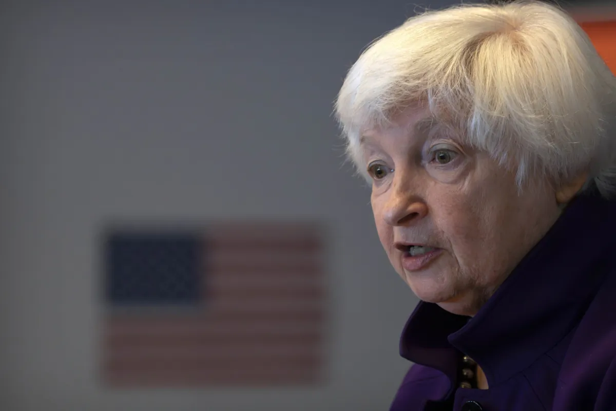 Treasury Secretary Janet Yellen speaks during a press conference at the U.S. Embassy in Beijing on July 9, 2023. (Mark Schiefelbein/AP Photo)