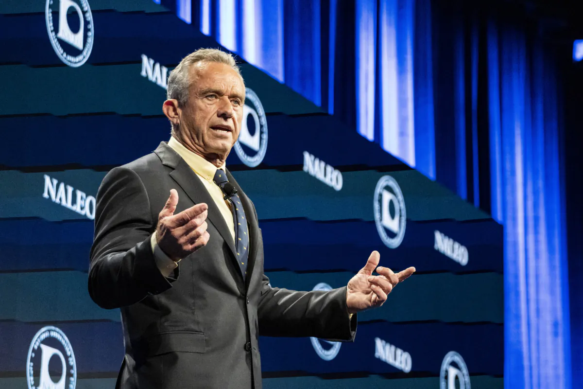 Democratic presidential candidate Robert F. Kennedy, Jr. speaks at the NALEO Presidential Forum in New York City, on July 14, 2023. (Chung I Ho/The Epoch Times)