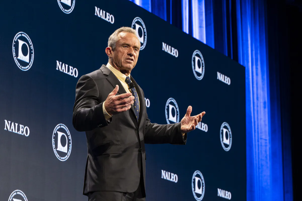 Democrat presidential candidate Robert F. Kennedy, Jr. speaks at the NALEO Presidential Forum in New York City on July 14, 2023. (Chung I Ho/The Epoch Times)