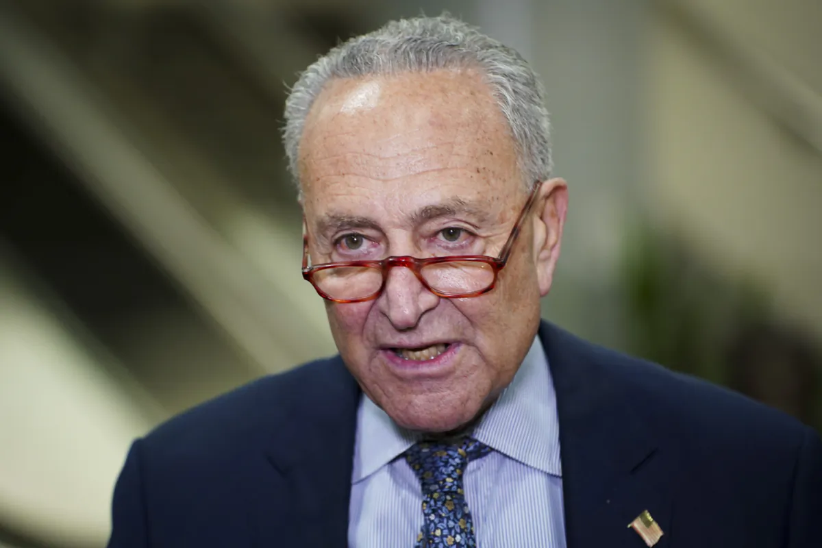Sen. Charles Schumer (D-N.Y.) speaks during a press conference in the U.S. Capitol in Washington on July 11, 2023. (Madalina Vasiliu/The Epoch Times)