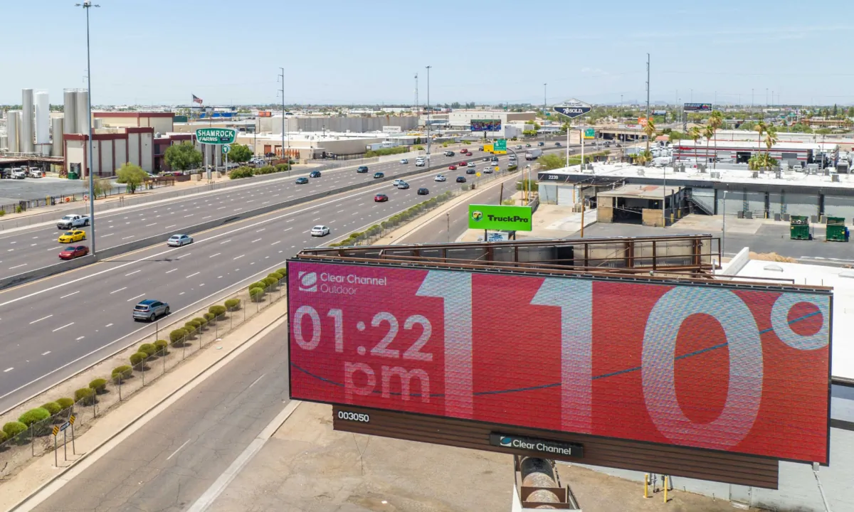 A billboard displays the temperature that was forecast to reach 115 degrees Fahrenheit, in Phoenix, Ariz., on July 16, 2023. (Brandon Bell/Getty Images)