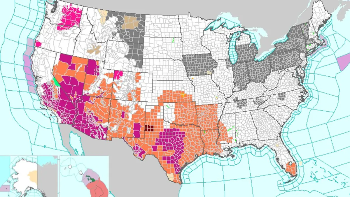Canadian wildfire smoke is again inundating parts of the northern United States this week, triggering air quality alerts, as seen in black, across a dozen states on July 17, 2023. (NWS)