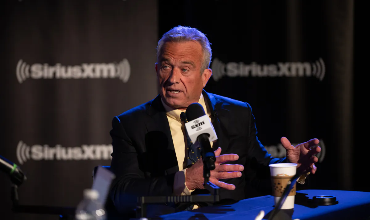 Democratic Presidential Candidate Robert F. Kennedy, Jr., during a SiriusXM Town Hall live broadcast at The Centre Theater in Philadelphia on June 5, 2023. (Lisa Lake/Getty Images for SiriusXM)