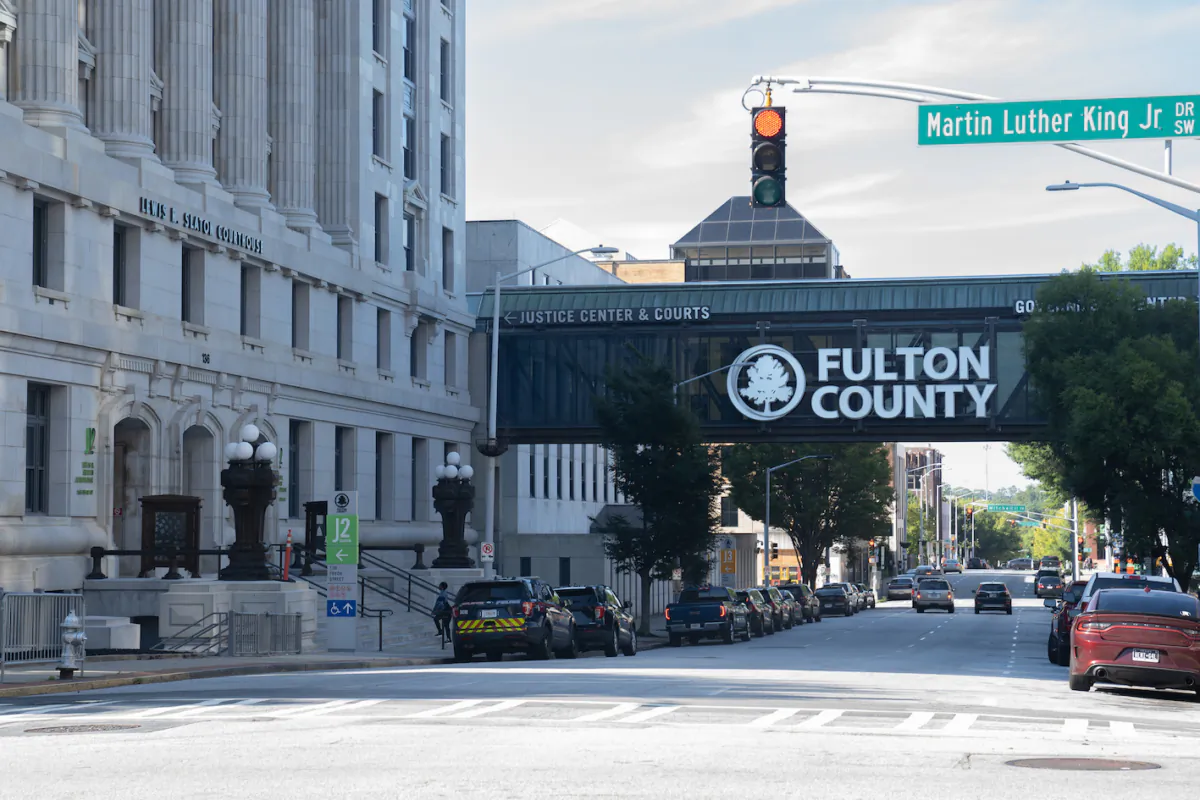 An exterior view of the Superior Court building of Fulton County in Atlanta, Ga., on Aug. 31, 2022. (Megan Varner/Getty Images)