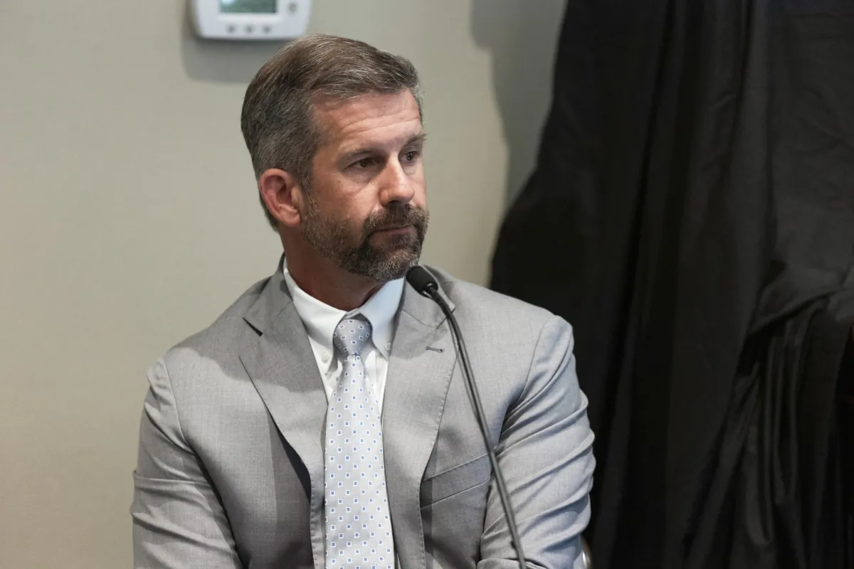 Witness Mark Tinsley, attorney for Mallory Beach's family, answers questions during Alex Murdaugh's double murder trial at the Colleton County Courthouse in Walterboro, S.C., on Feb. 10, 2023. (Joshua Boucher/The State via AP, Pool)