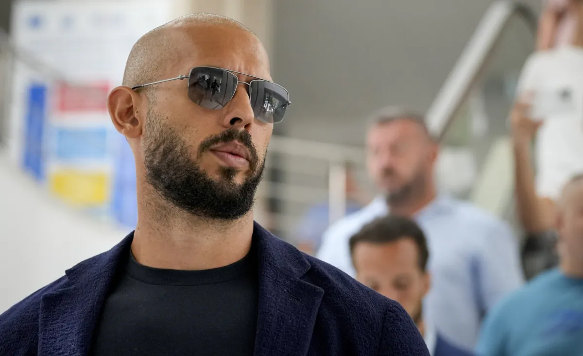 Andrew Tate leaves the Bucharest Tribunal in Bucharest, Romania, on July 17, 2023. (Andreea Alexandru/AP Photo)