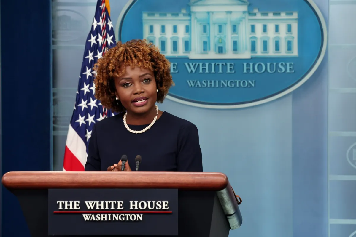 White House Press Secretary Karine Jean-Pierre speaks at the daily news briefing at the White House on July 17, 2023. (Kevin Dietsch/Getty Images)