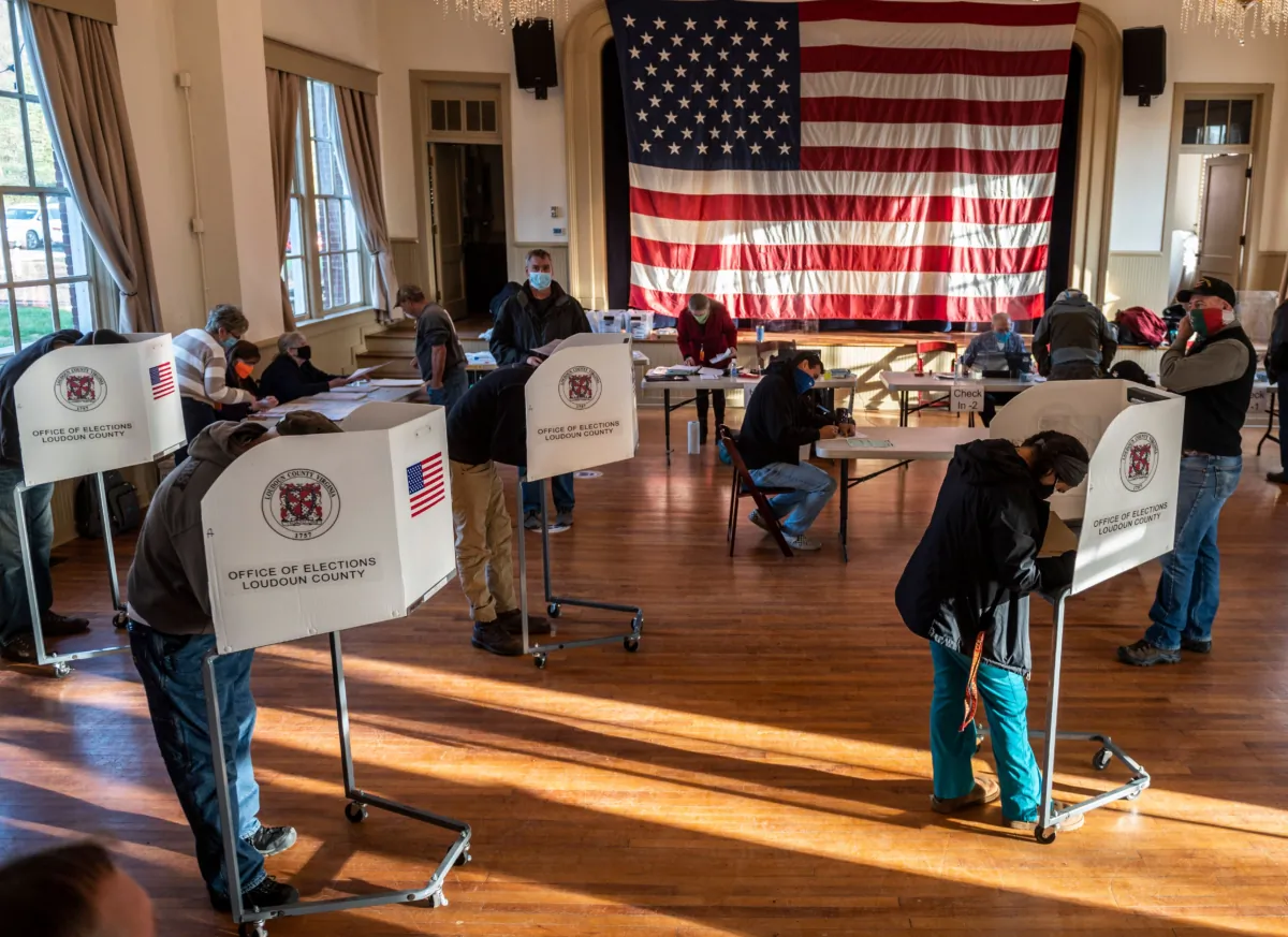 Early voting has been under way in Virginia's Nov. 7 General Assembly election since Sept. 22 in polling sites such as this this one in Hillsboro, where voters here are casting their ballots on Nov. 3, 2020. (Andrew Caballero-Reynolds/AFP via Getty Images)