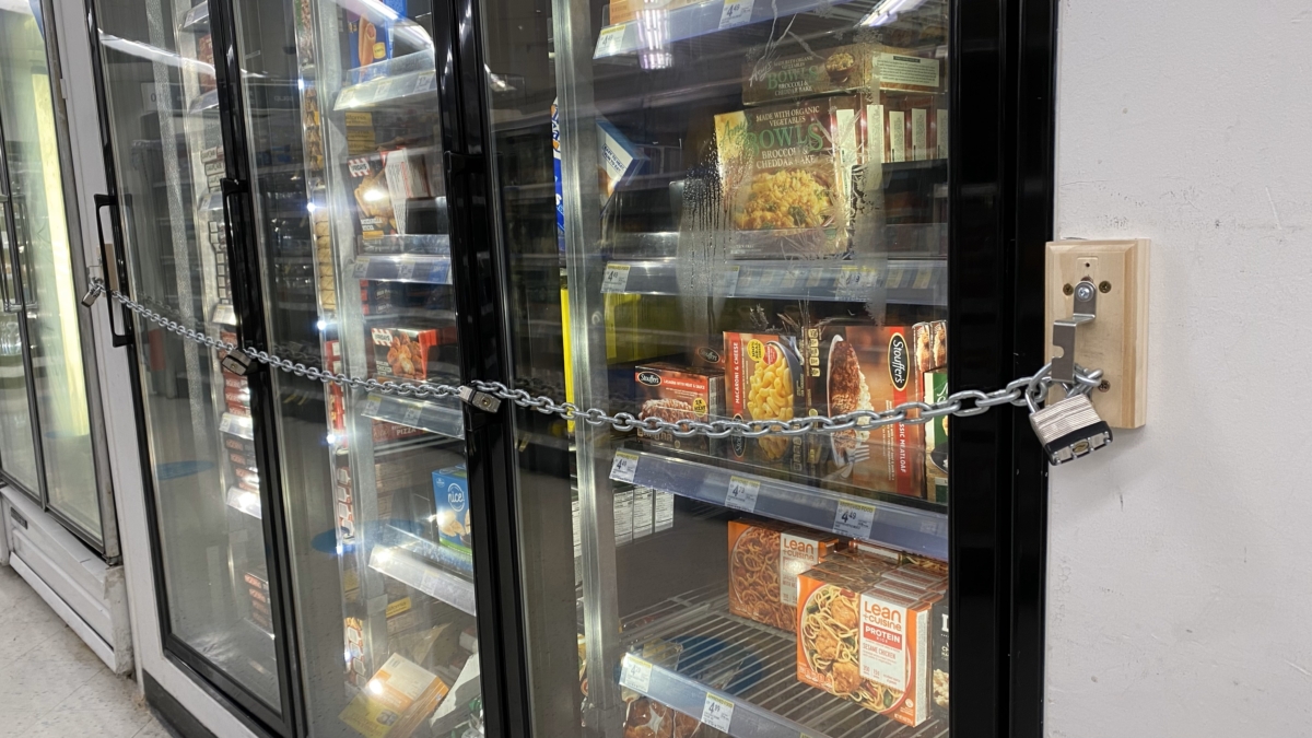 NYC Walgreens store keeping ice cream in chained freezer, locking