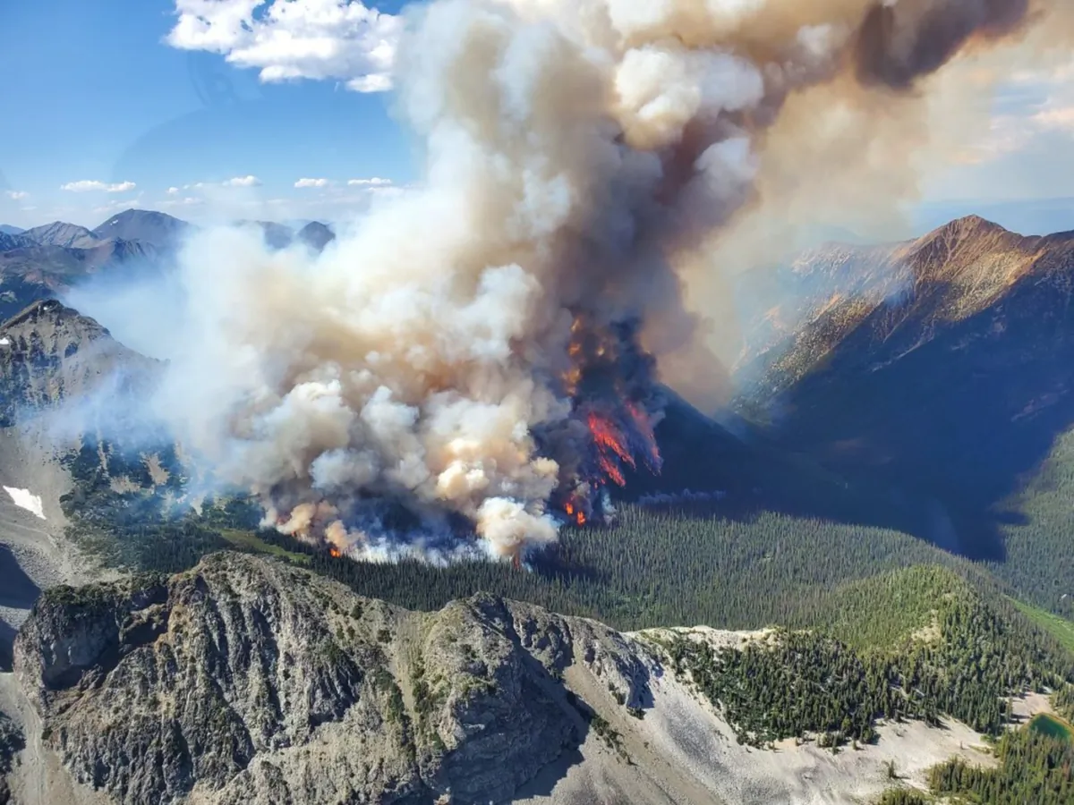 The Texas Creek wildfire, is shown in this handout image provided by BC Wildfire, located approximately 27 kilometres south of Lillooet. (The Canadian Press/HO-BC Wildfire Service)