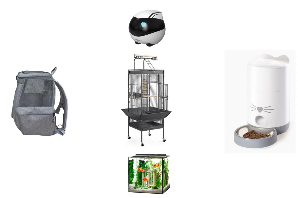 (Courtesy of Your Cat Backpack, CatIt US, Enabot, Yaheetech, Aqueon )