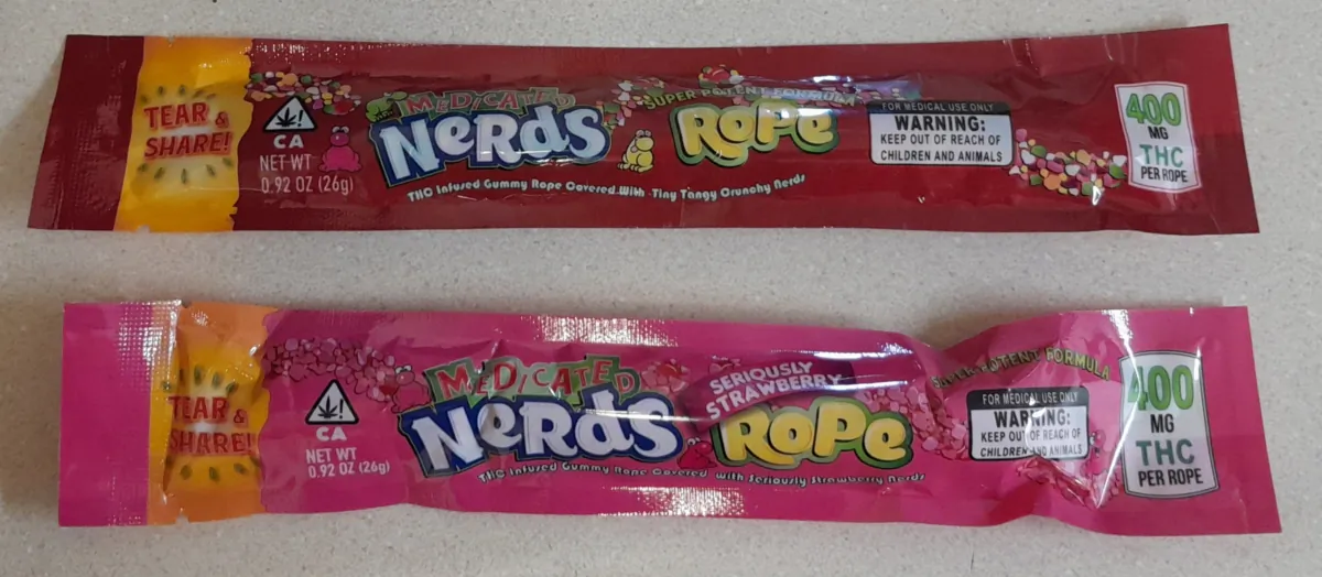 Cannabis-infused Nerd rope candy in Mendocino County, Calif., on July 18, 2023. (Travis Gillmore/The Epoch Times)