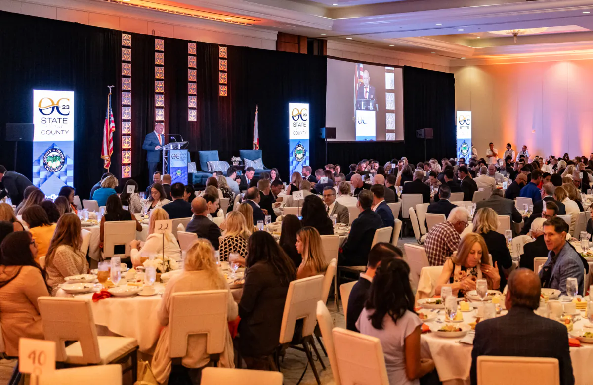 The Newport Beach Chamber of Commerce hosts the 1st Annual State of the County Luncheon in Newport Beach, Calif., on July 19, 2023. (John Fredricks/The Epoch Times)