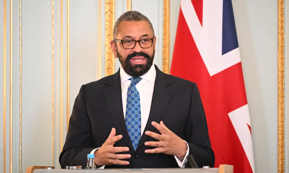Foreign Secretary James Cleverly speaking during a press conference at Carlton Gardens in London on June 20, 2023. (Leon Neal/PA)
