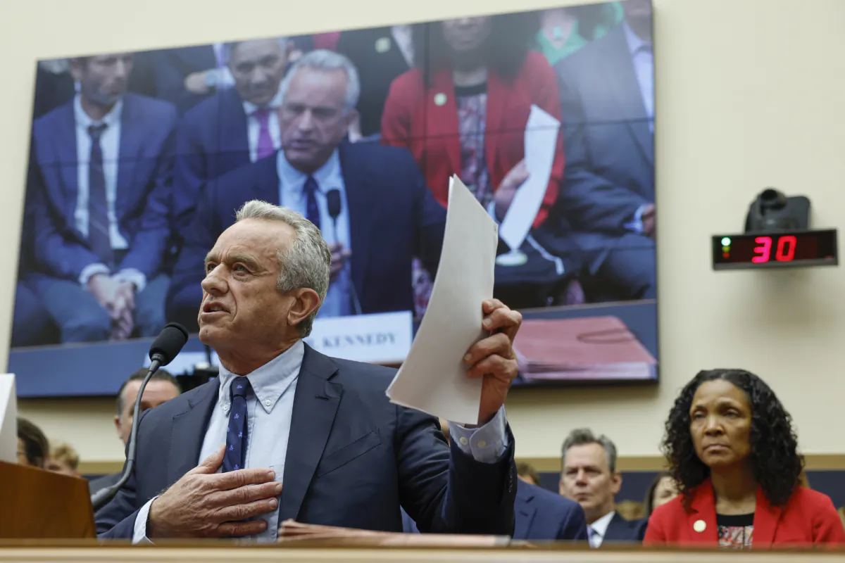 Democratic presidential candidate Robert F. Kennedy Jr. speaks during hearing with the House Judiciary  Subcommittee on the Weaponization of the Federal Government on Capitol Hill in Washington on July 20, 2023. (Anna Moneymaker/Getty Images)