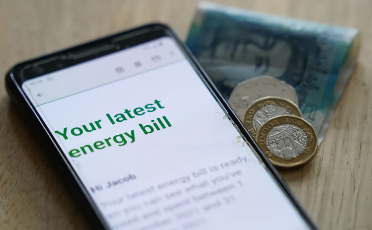 Photo of an online energy bill, Feb. 3, 2022. (Jacob King /PA Media)