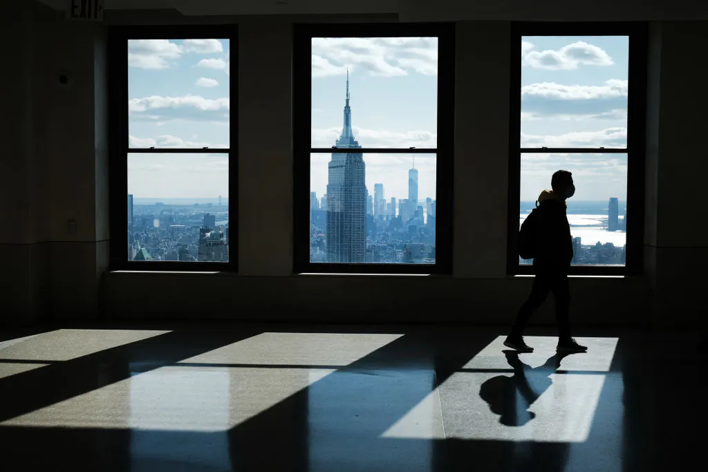 An empty office in Rockefeller Center in New York City on March 4, 2021. (Spencer Platt/Getty Images)