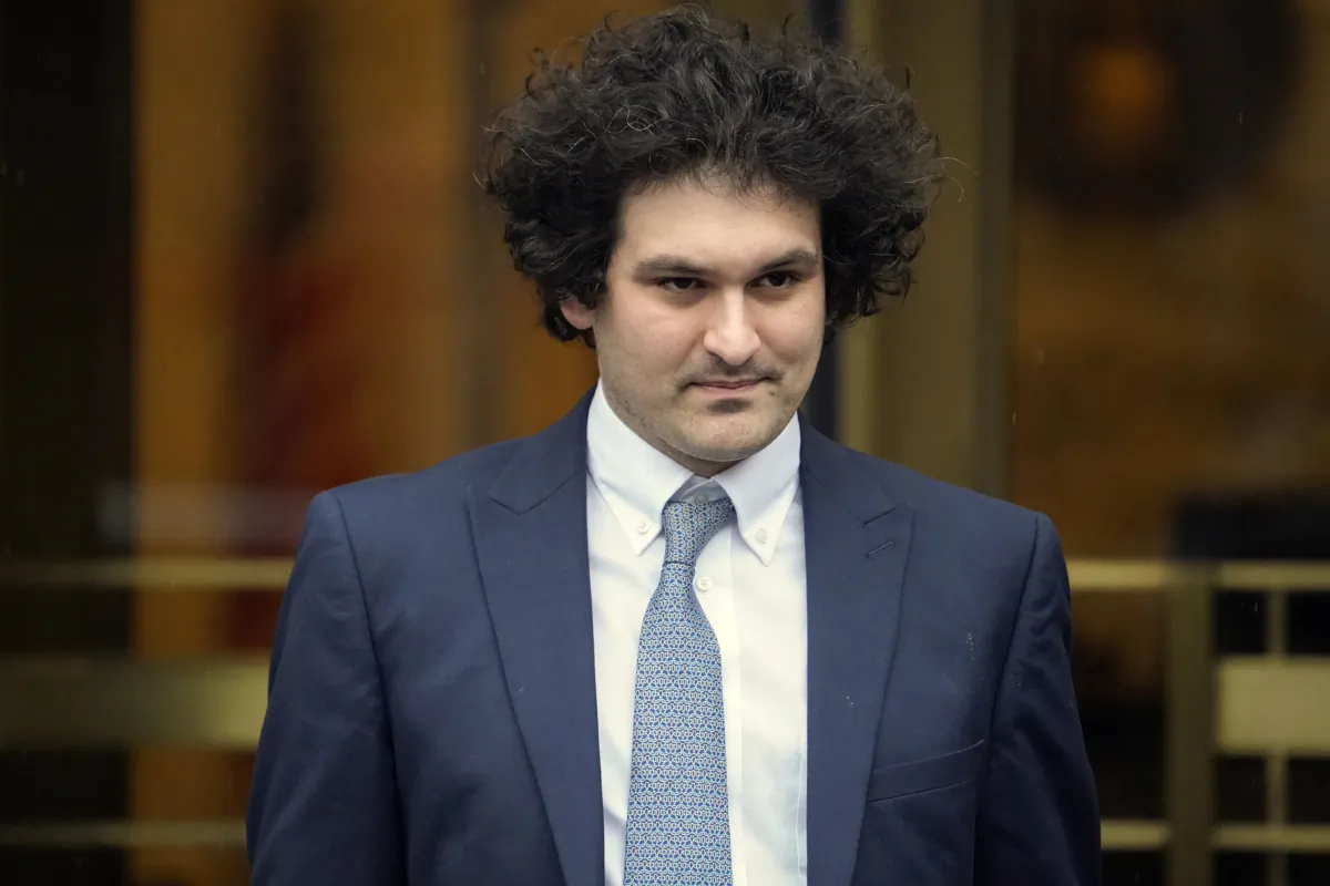FTX founder Sam Bankman-Fried leaves Manhattan federal court in New York on Feb. 16, 2023. (John Minchillo/AP Photo)