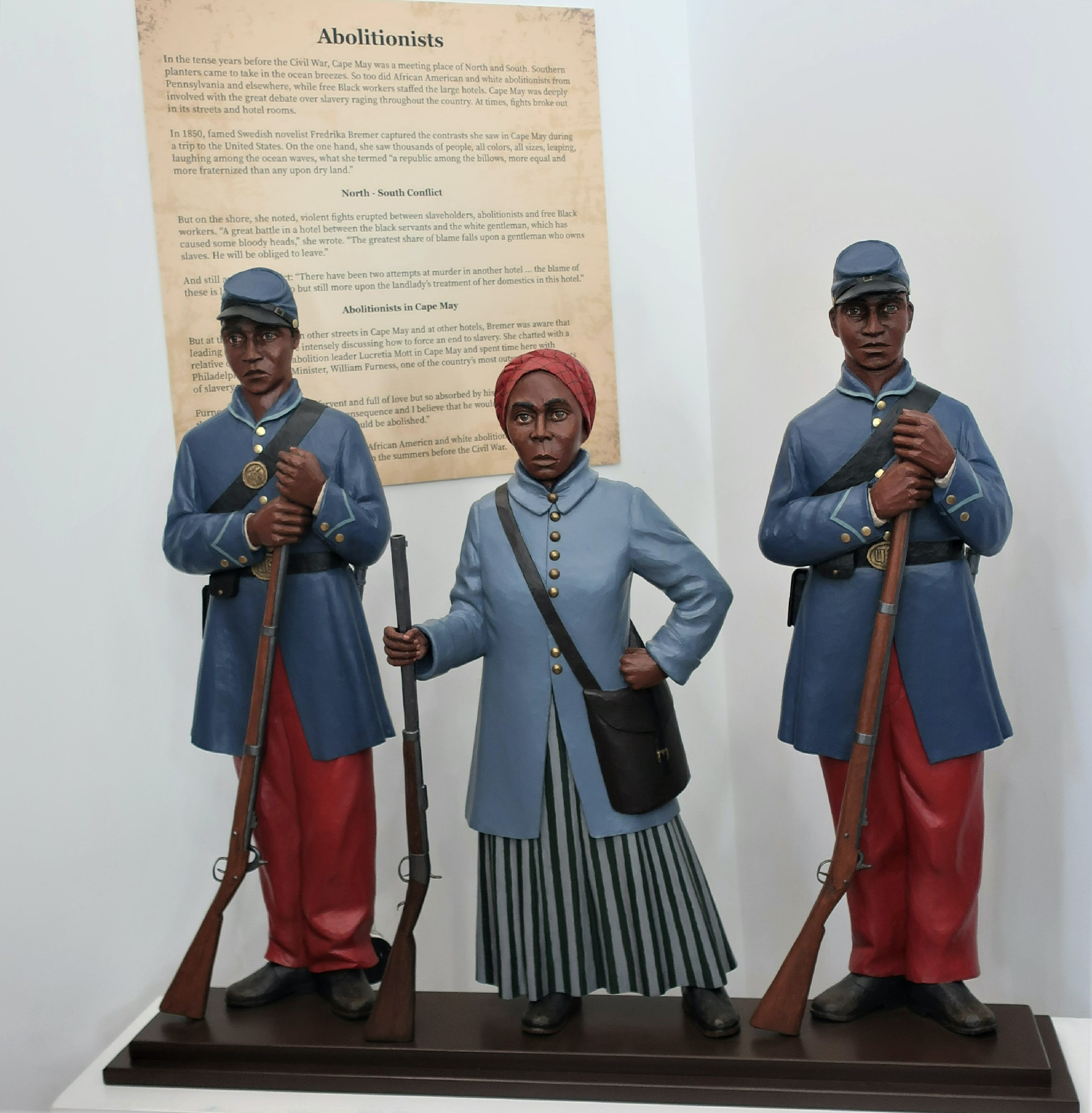 Figures at the Harriet Tubman Museum in Cape May, New Jersey, help tell the story of this heroic woman’s role in the Underground Railroad.