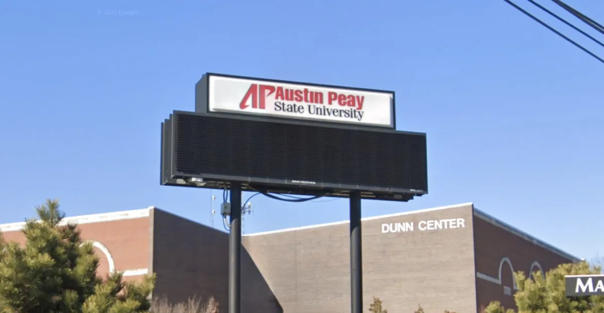 A sign outside the Dunn Center of Austin Peay State University in Clarksville, Tenn., in January 2021. (Google Maps/Screenshot via The Epoch Times)