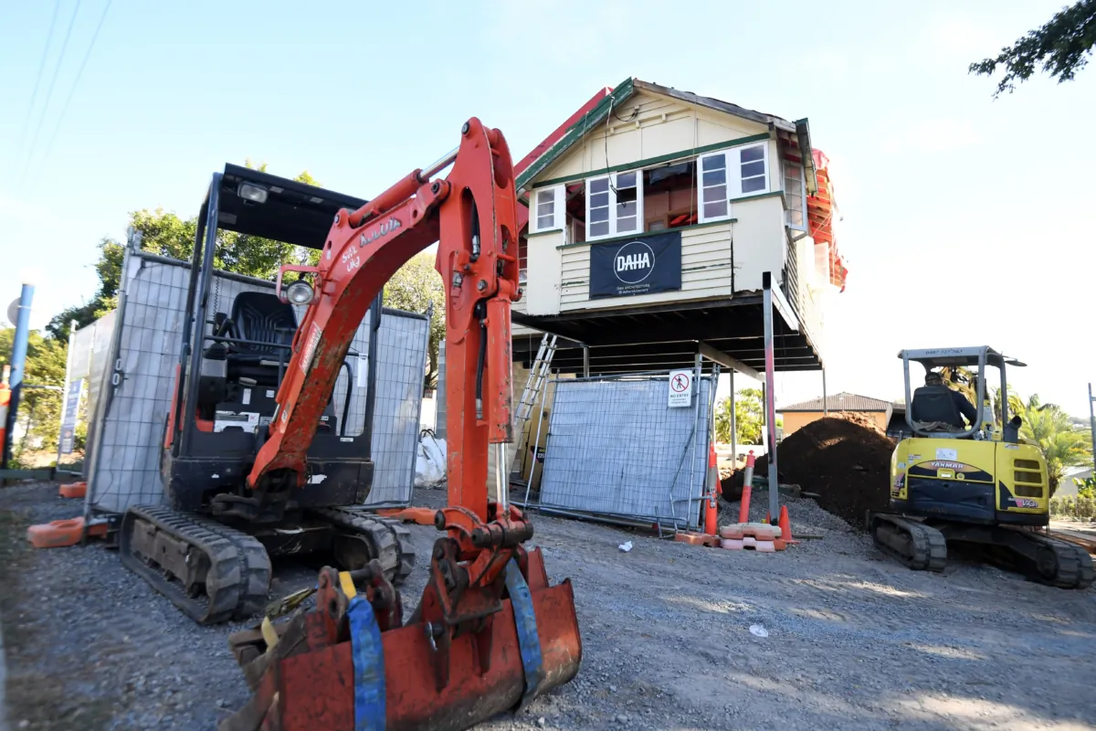 A house is being renovated in Brisbane, Australia, on June 4, 2020. (AAP Image/Dan Peled)