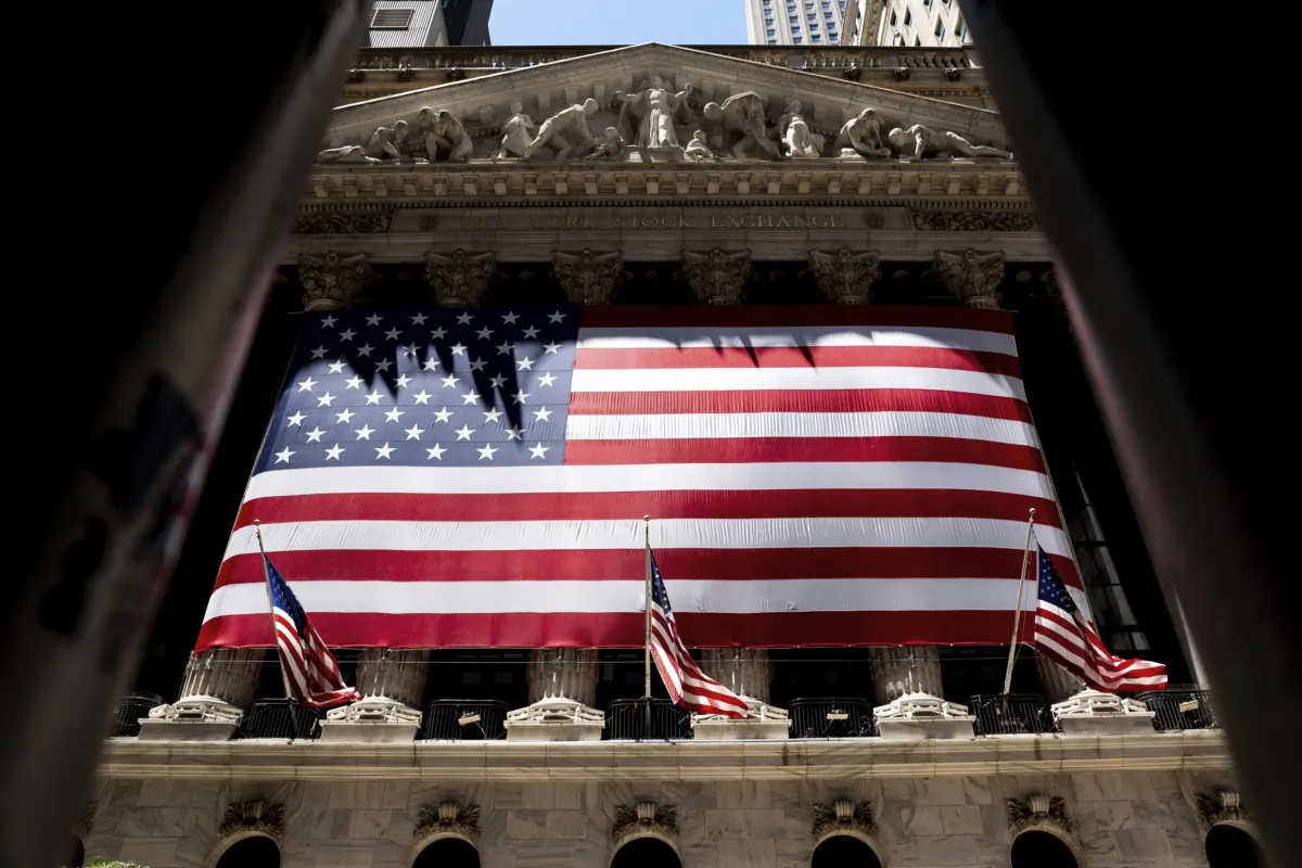 The American flag at the New York Stock Exchange in New York on June 29, 2022. (Julia Nikhinson/AP Photo)