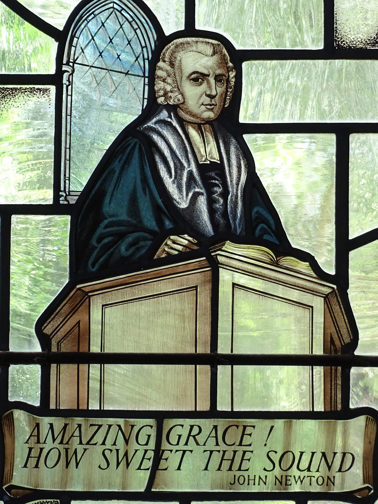 Stained glass with John Newton