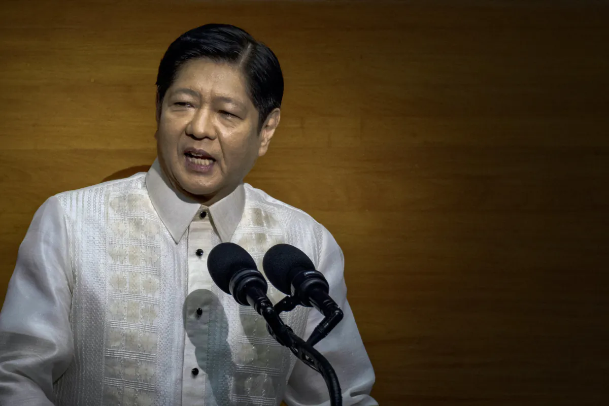 Philippine President Ferdinand Marcos Jr. delivers his second State of the Nation Address before lawmakers at the House of Representatives in Quezon city, Metro Manila, Philippines on July 24, 2023. (Ezra Acayan/Getty Images)