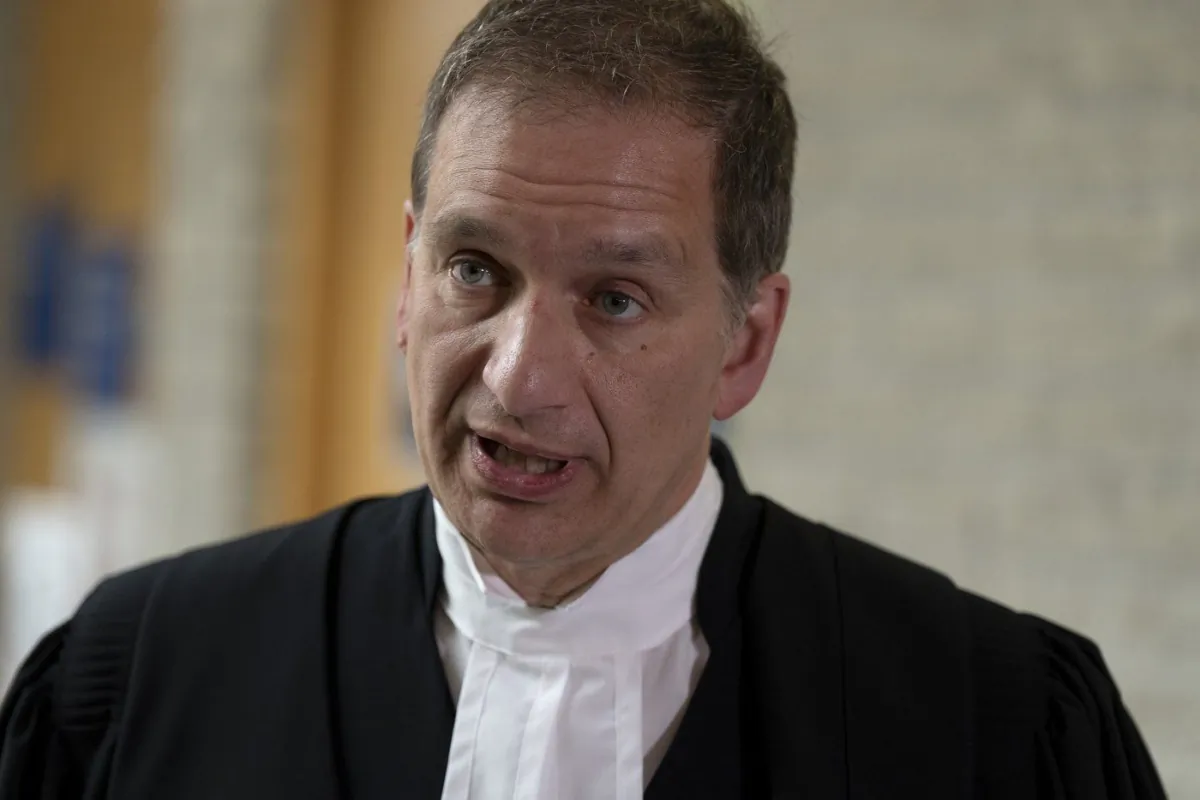 Federal Crown prosecutor Marc Cigana speaks with the media at the courthouse in Longueuil, Que., on July 25, 2023. (The Canadian Press/Christinne Muschi)
