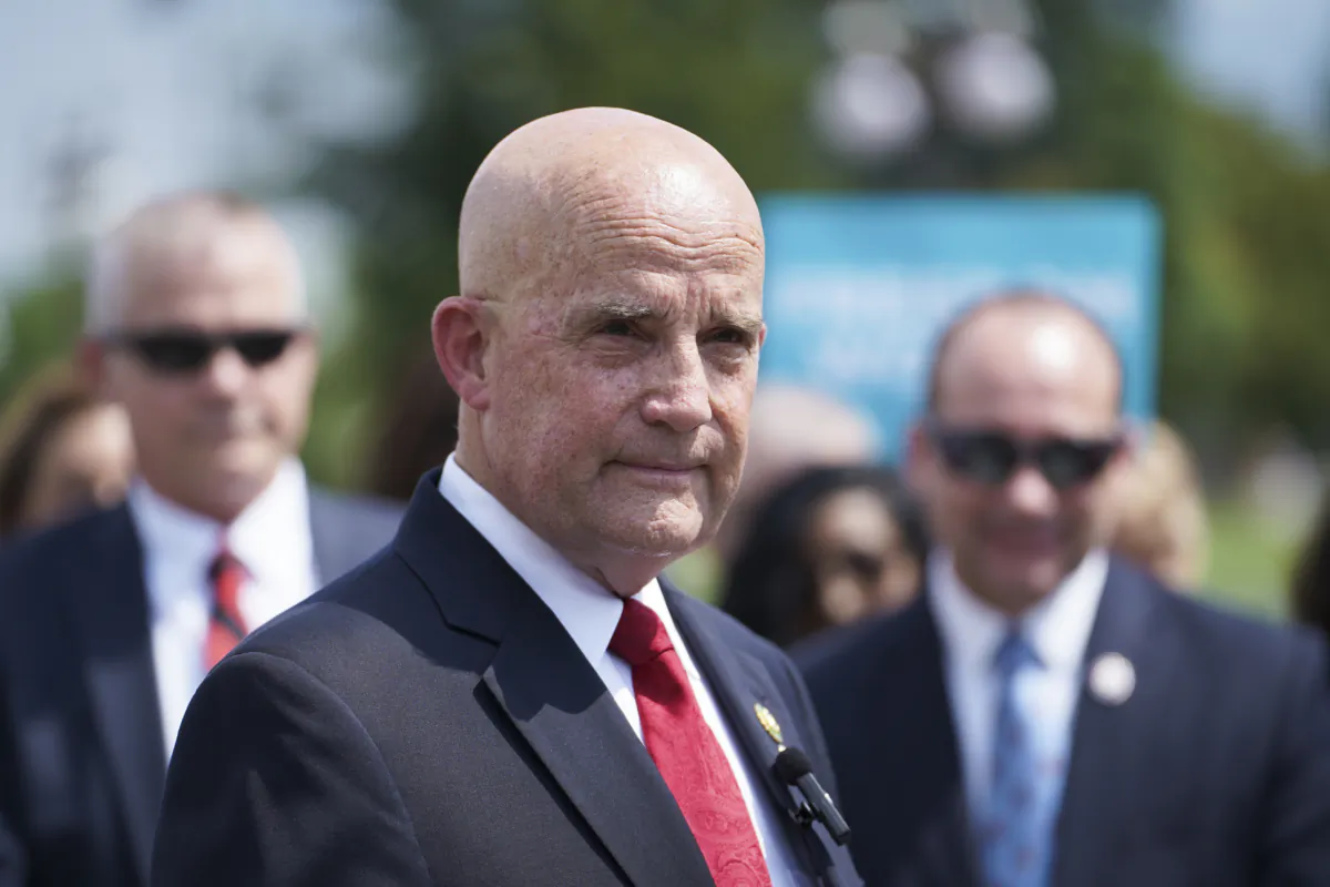 Rep. Keith Self (R-Texas) speaks during a House Freedom Caucus press conference on appropriations at House Triangle on Capitol Hill in Washington on July 25, 2023. (Madalina Vasiliu/The Epoch Times)