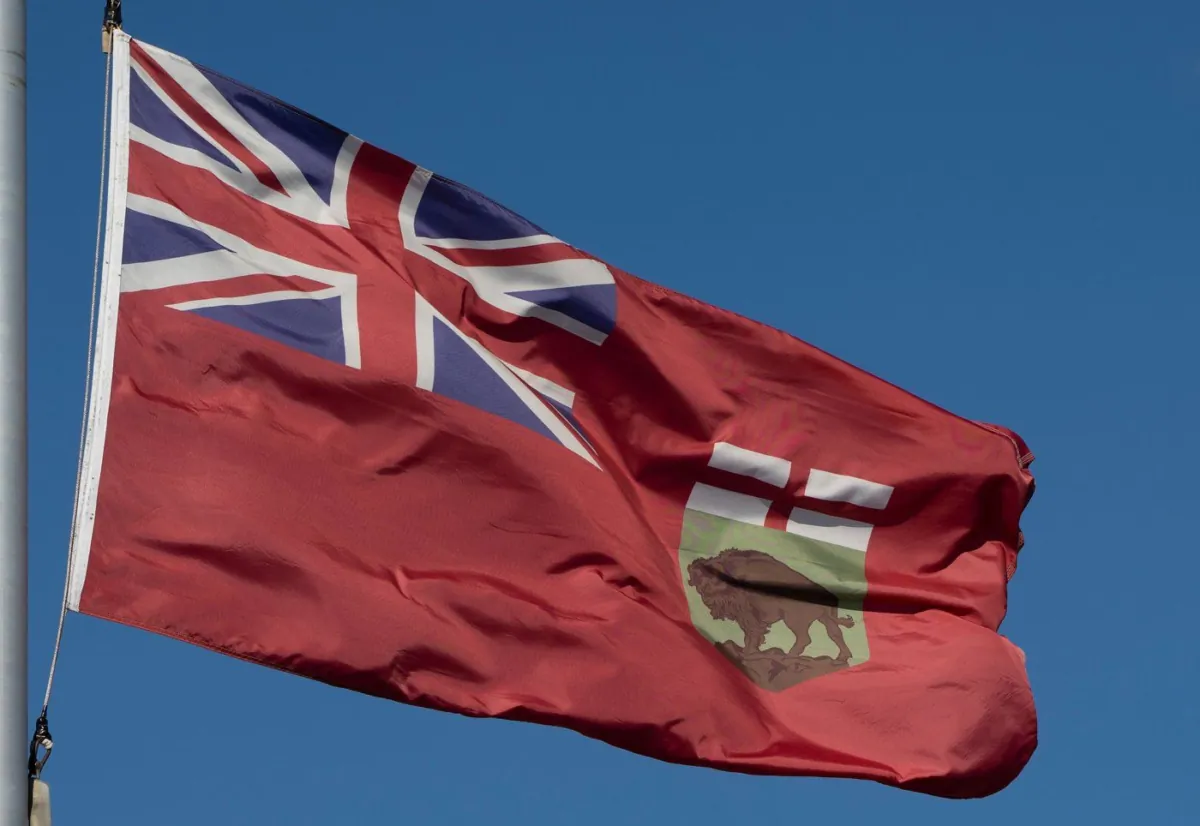 The flag of Manitoba flies in Ottawa, Nov. 1, 2021. (The Canadian Press/Adrian Wyld)
