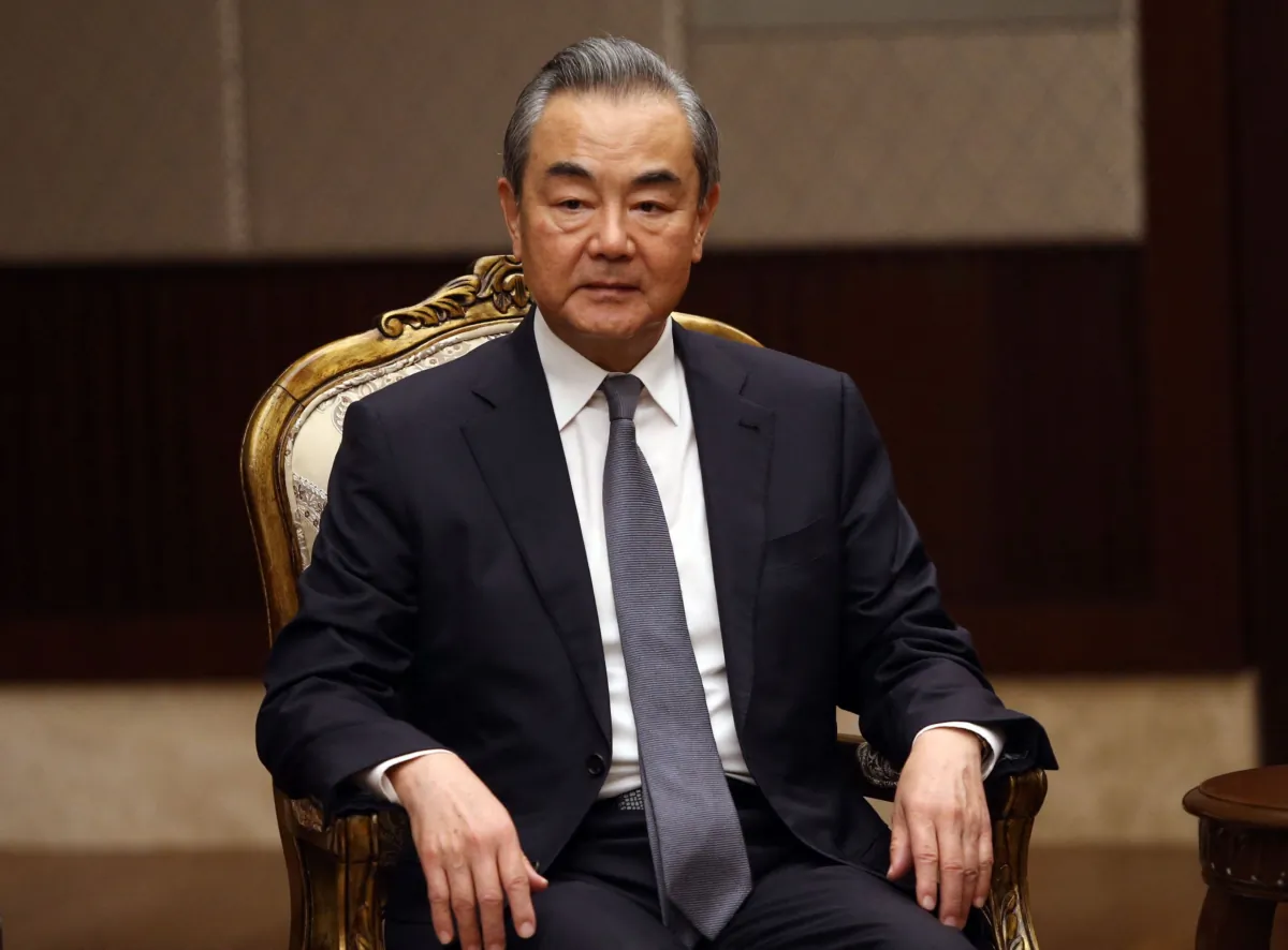 China's newly appointed Foreign Minister Wang Yi attends a meeting with his Turkish counterpart, in Ankara, Turkey, on July 26, 2023. (POOL/AFP via Getty Images)