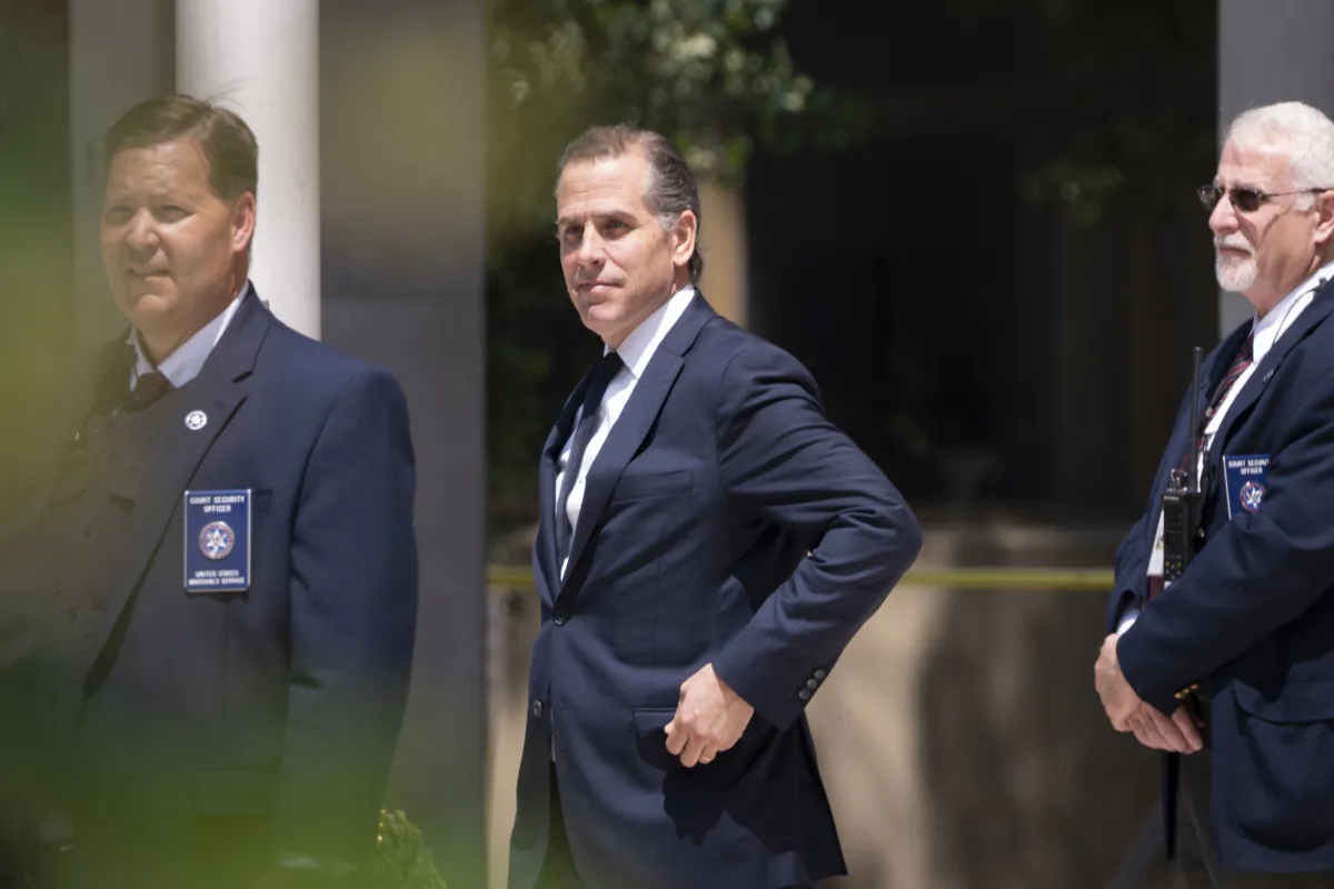 Hunter Biden leaves the J. Caleb Boggs Federal Building in Wilmington, Del., on July 26, 2023. (Madalina Vasiliu/The Epoch Times)