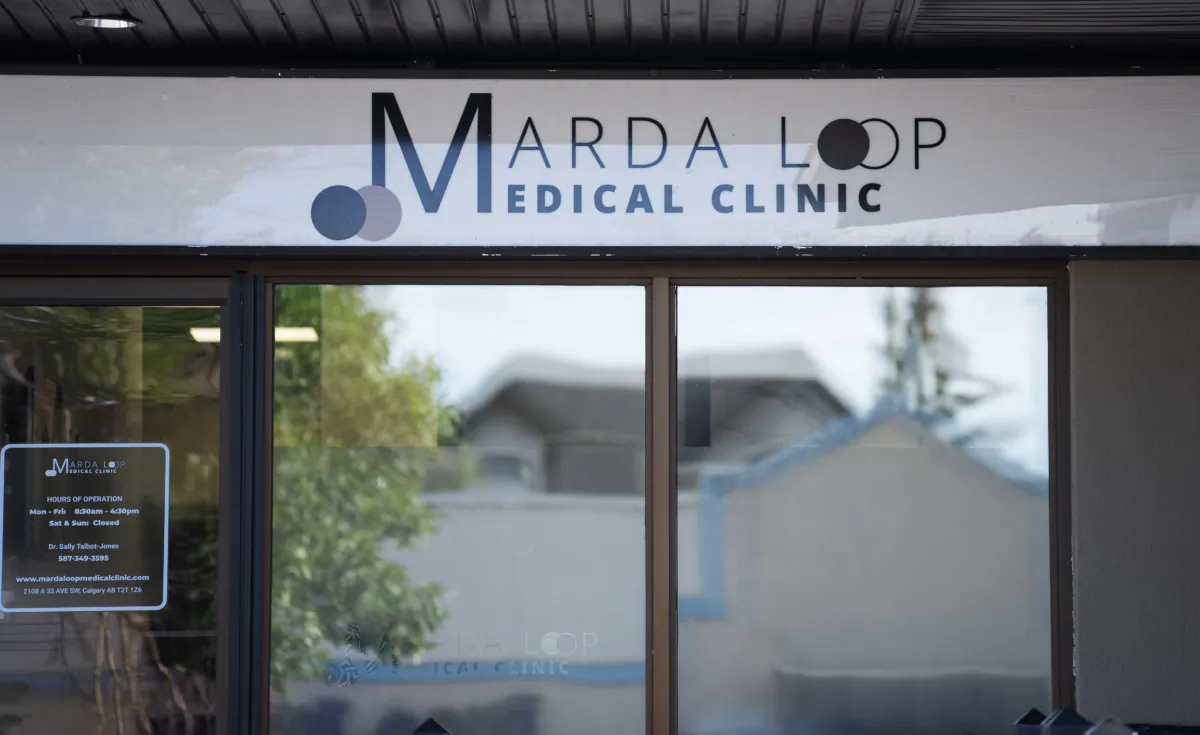 Dr. Sally Talbot-Jones’s Marda Loop Medical Clinic is seen in Calgary, Alta., on July 26, 2023. (Todd Korol/The Canadian Press)