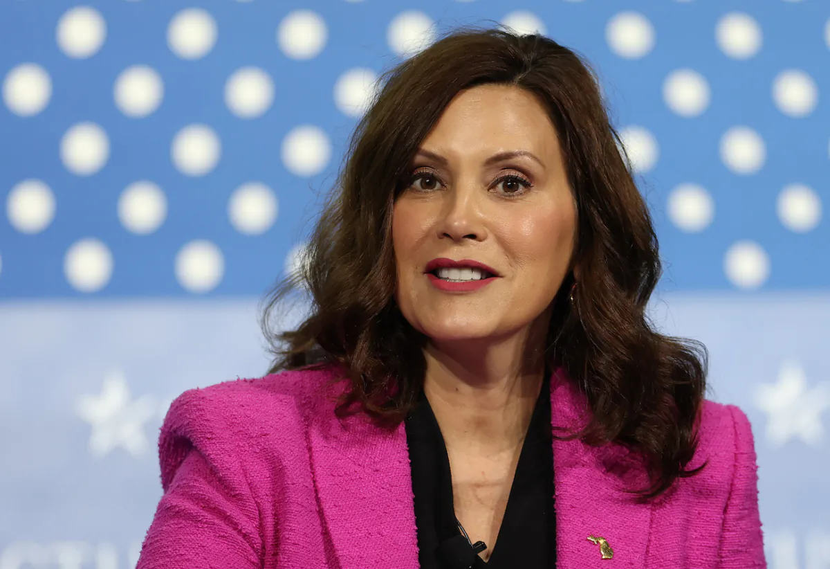 Michigan Gov. Gretchen Whitmer speaks at an event in National Harbor, Md., on May 4, 2023. (Kevin Dietsch/Getty Images)