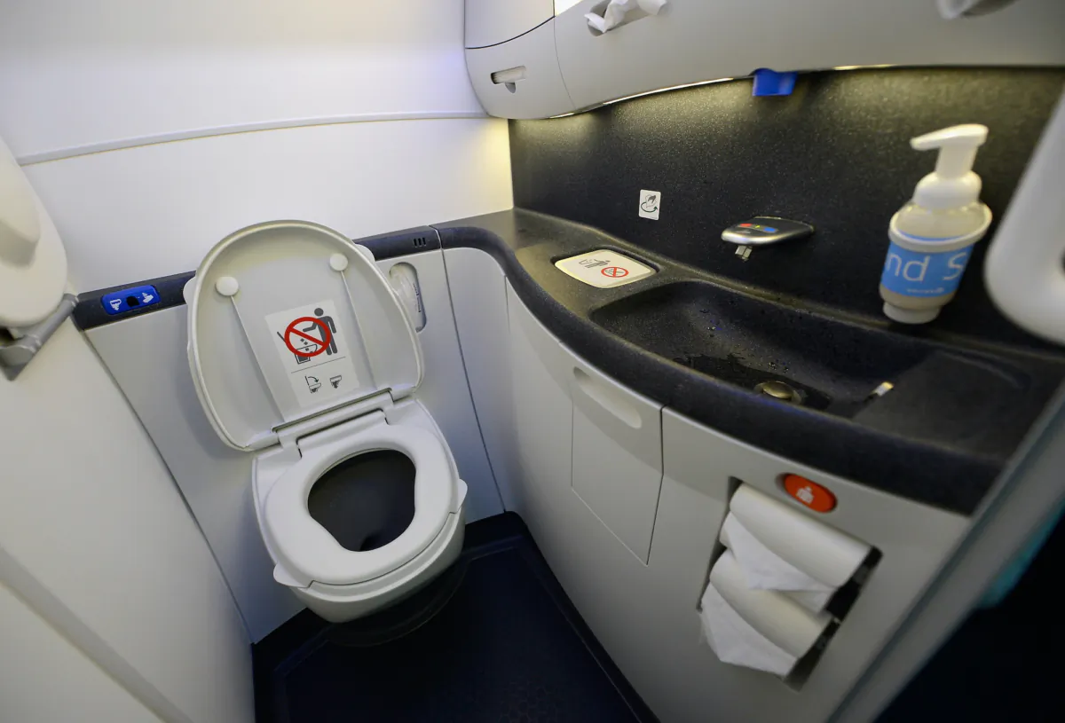 A touch lavatory is seen on the United Airlines Boeing 787 Dreamliner at Los Angeles International Airport in Los Angeles, Calif., on Nov. 30, 2012. (Kevork Djansezian/Getty Images)