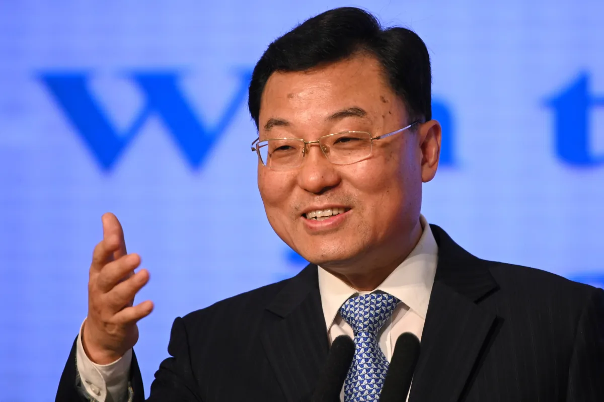 The Commissioner of the Ministry of Foreign Affairs of China in the HKSAR Xie Feng gives a speech at a press conference in Hong Kong on Feb. 7, 2020. (PHILIP FONG/AFP via Getty Images)