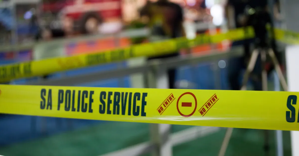 A South African Police Service crime scene tape in a photo taken on July 27, 2023. (Arisha Ray Singh/Shutterstock)