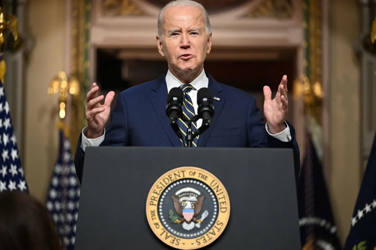 President Joe Biden speaks at a proclamation signing ceremony in the Indian Treaty Room of the Eisenhower Executive Office Building, next to the White House in Washington on July 25, 2023. (Mandel Ngan/AFP via Getty Images)
