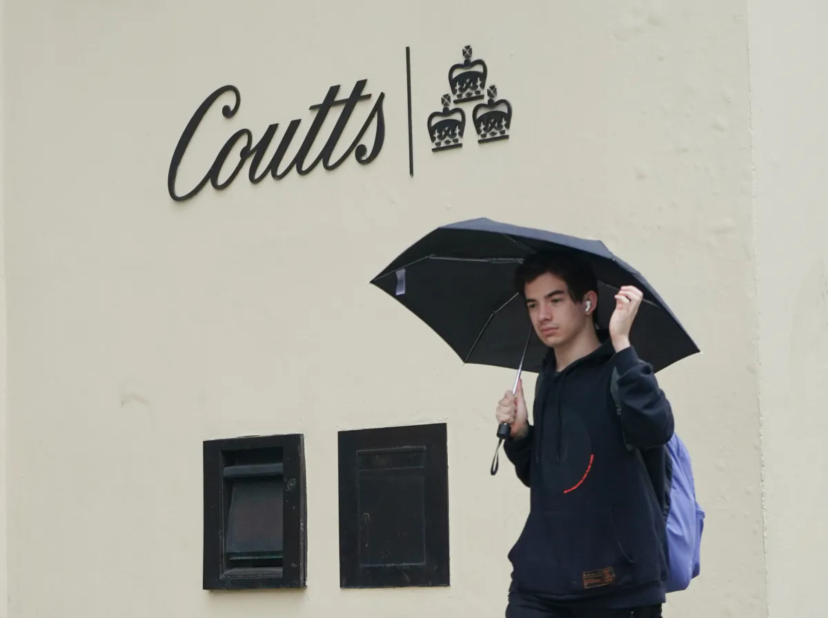 Undated file photo of Coutts bank on the Strand, central London. (Yui Mok/PA Media)