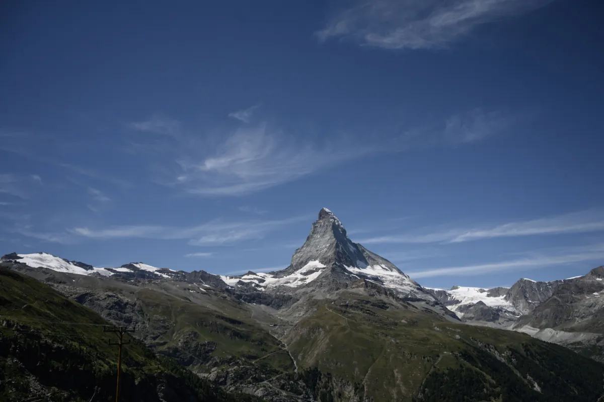 The Matterhorn mountain above the Alpine resort of Zermatt in Switzerland on Aug. 8, 2020. (Fabrice Coffrini/AFP via Getty Images)