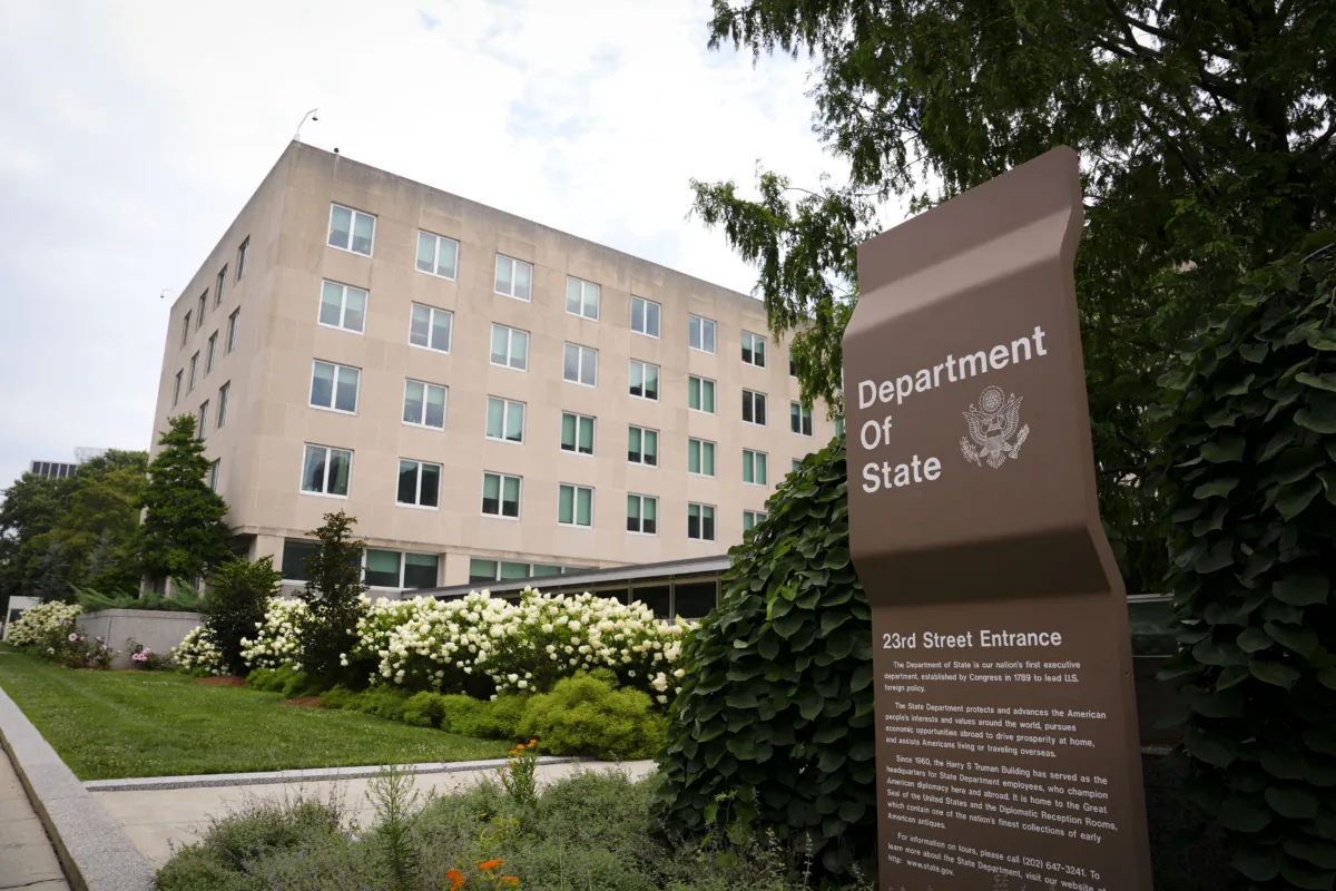 The State Department building in Washington on July 27, 2023. (Madalina Vasiliu/The Epoch Times)