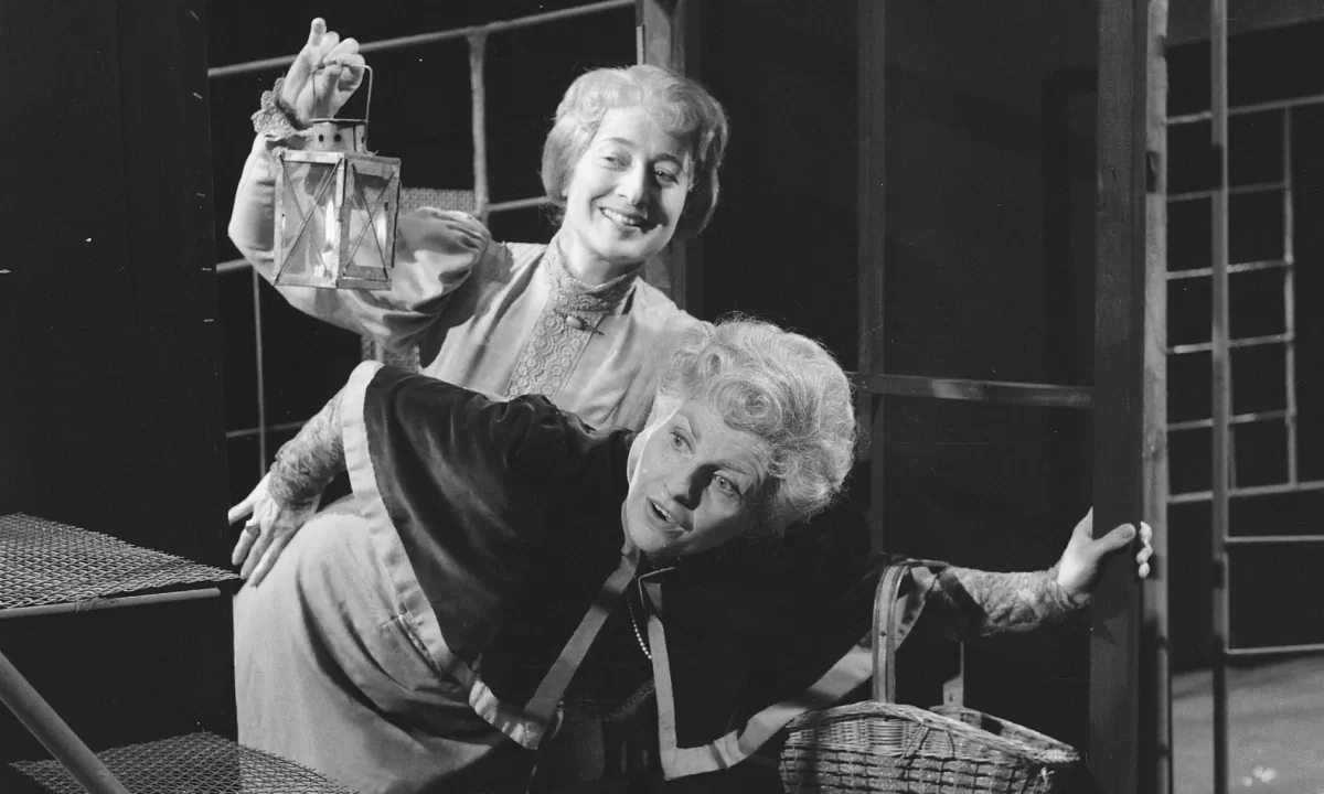 A scene in a TV opera adaptation of "The Old Maid and the Thief" in 1961. (Public Domain)