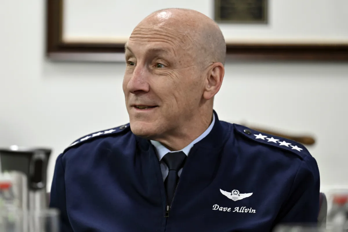 Air Force Vice Chief of Staff Gen. David Allvin speaks with civic leaders from communities near Hill Air Force Base, Utah, during a meeting at the Pentagon, on June 21, 2023. (Eric Dietrich/U.S. Air Force via AP)