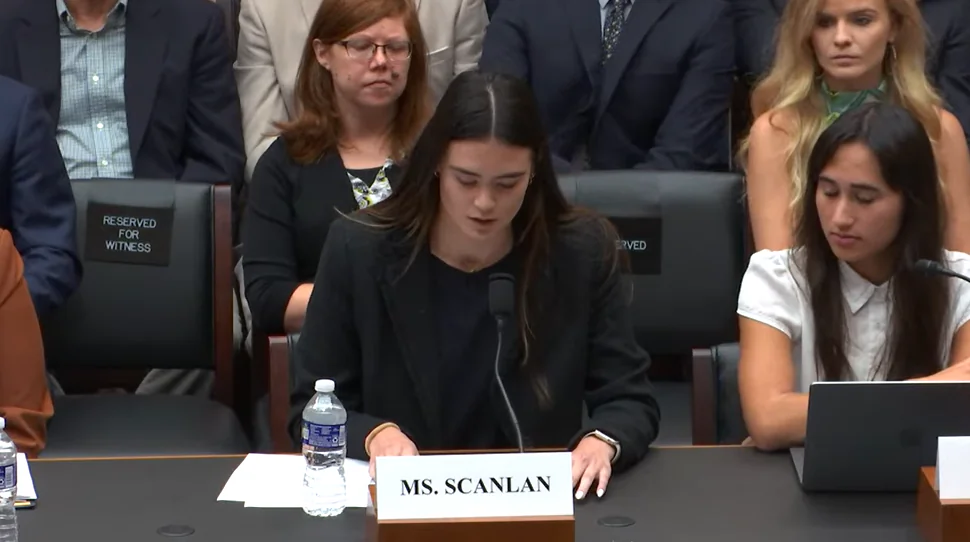 Former University of Pennsylvania swimmer Paula Scanlan testifies before the House Judiciary Subcommittee on the Constitution and Limited Government in Washington on July 27, 2023. (House Committee on the Judiciary)