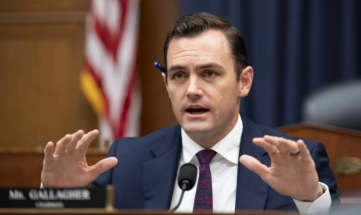 Rep. Mike Gallagher (R-Wis.) speaks during a House subcommittee hearing in Washington on July 18, 2023. (Drew Angerer/Getty Images)