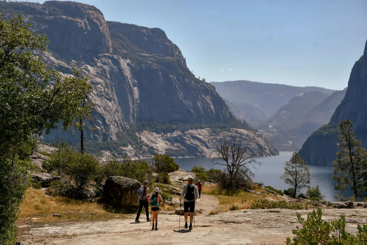 A 5-mile trail (round-trip) leads from the Hetch Hetchy Valley’s O’Shaughnessy Dam to Wapama Falls in Yosemite National Park. The route skirts the edge of the Hetch Hetchy Reservoir. (Christopher Reynolds/Los Angeles Times/TNS)