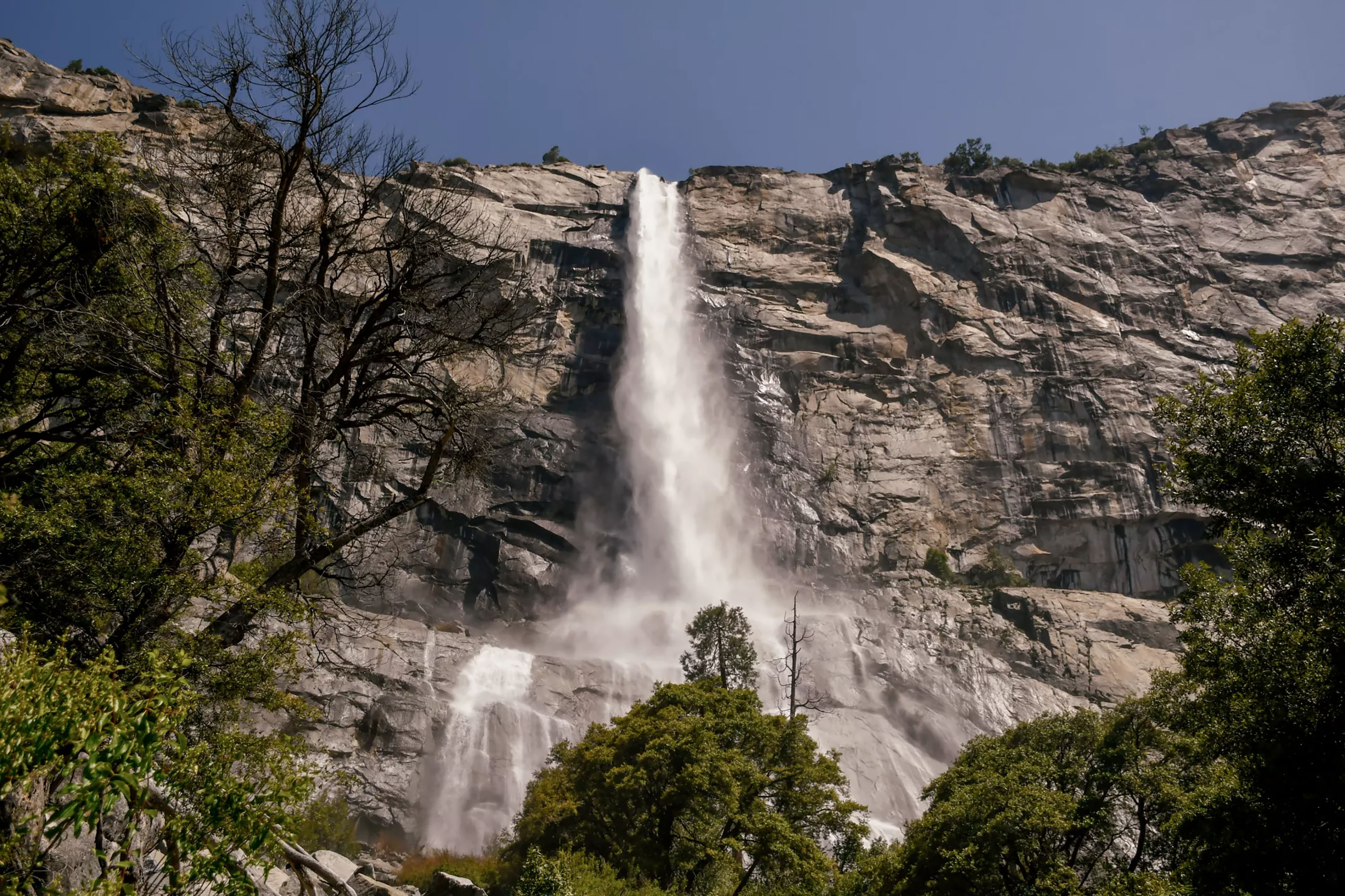 One of the Hetch Hetchy Valley’s highlights is seasonal Tueeulala Falls, whose waters run into the reservoir created by the O’Shaughnessy Dam, built in 1923. 